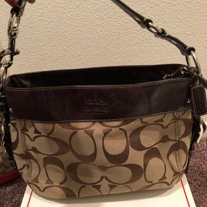 Coach Zoe Signature shoulder leather hobo bag
